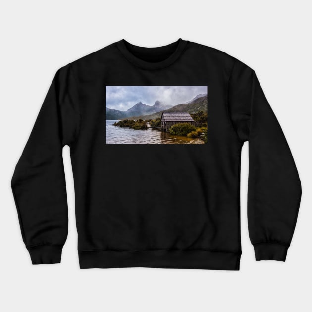 Cradle Mountain Peeking Out Crewneck Sweatshirt by krepsher